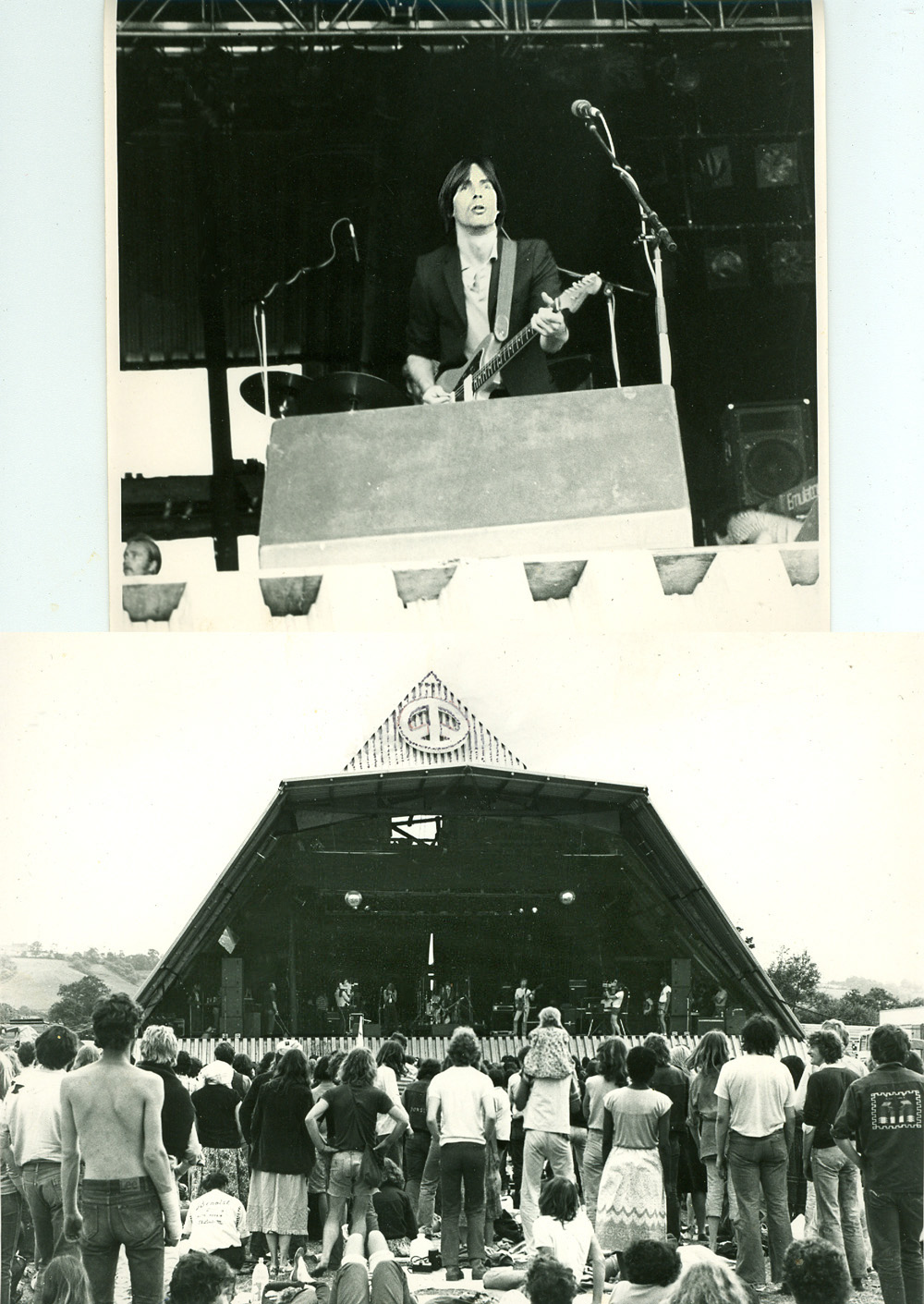 Javkson Browne on stage at Glastonbury 1982