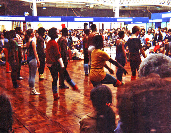 Group dancing at festival Olympia, 1980