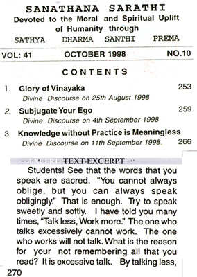 Sathya Sai baba on talking - quotation scanned