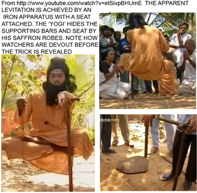 Levitation by yogi: explanation in photos